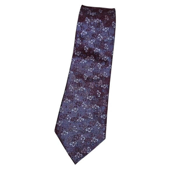 PIERRE CARDIN Men's 100% Silk Necktie LUXURY Tie Purple Floral W:3.5" EUC - Picture 1 of 4